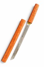 Gül Ağacı ve Gravür İşlemeli Wakizashi Shirasaya