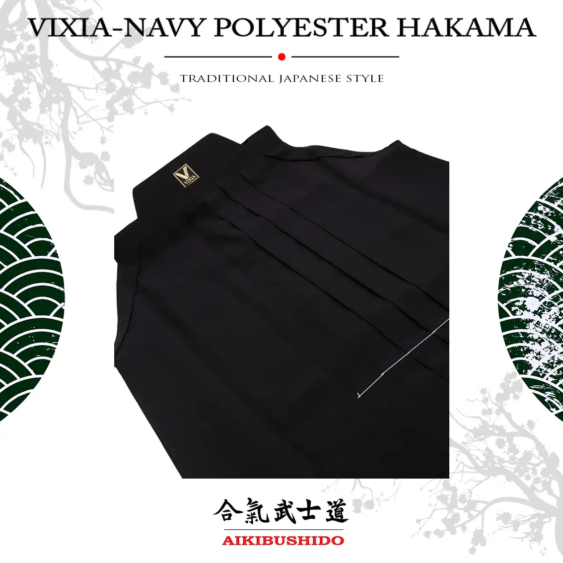 VIXIA-NAVY POLYESTER HAKAMA JP.2.3 - KENDO - Vixia - Lacivert Polyester Hakama #MITSUBOSHI - Görsel 1