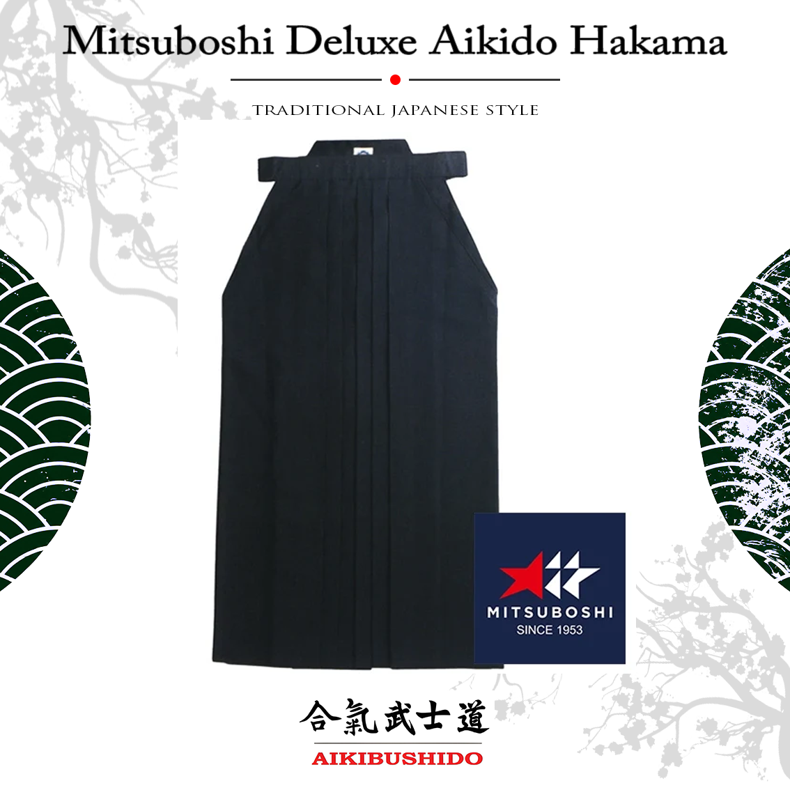 Mitsuboshi Deluxe Aikido Hakama JP.1.9 Mitsuboshi Memory Pleats Deluxe Tetron Aikido Hakama - Görsel 1